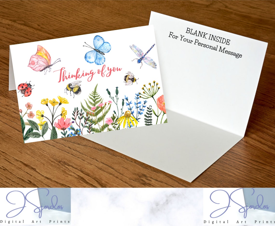 Printable Thinking of You Floral Card Cards for Friend - Etsy