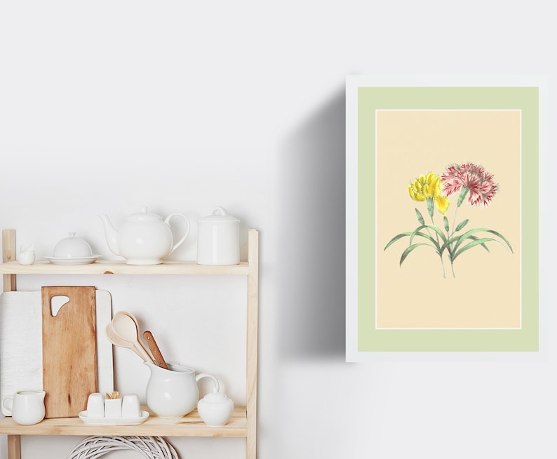 Floral Digital Wall Art Green Digital Art Print Flowers Art Etsy