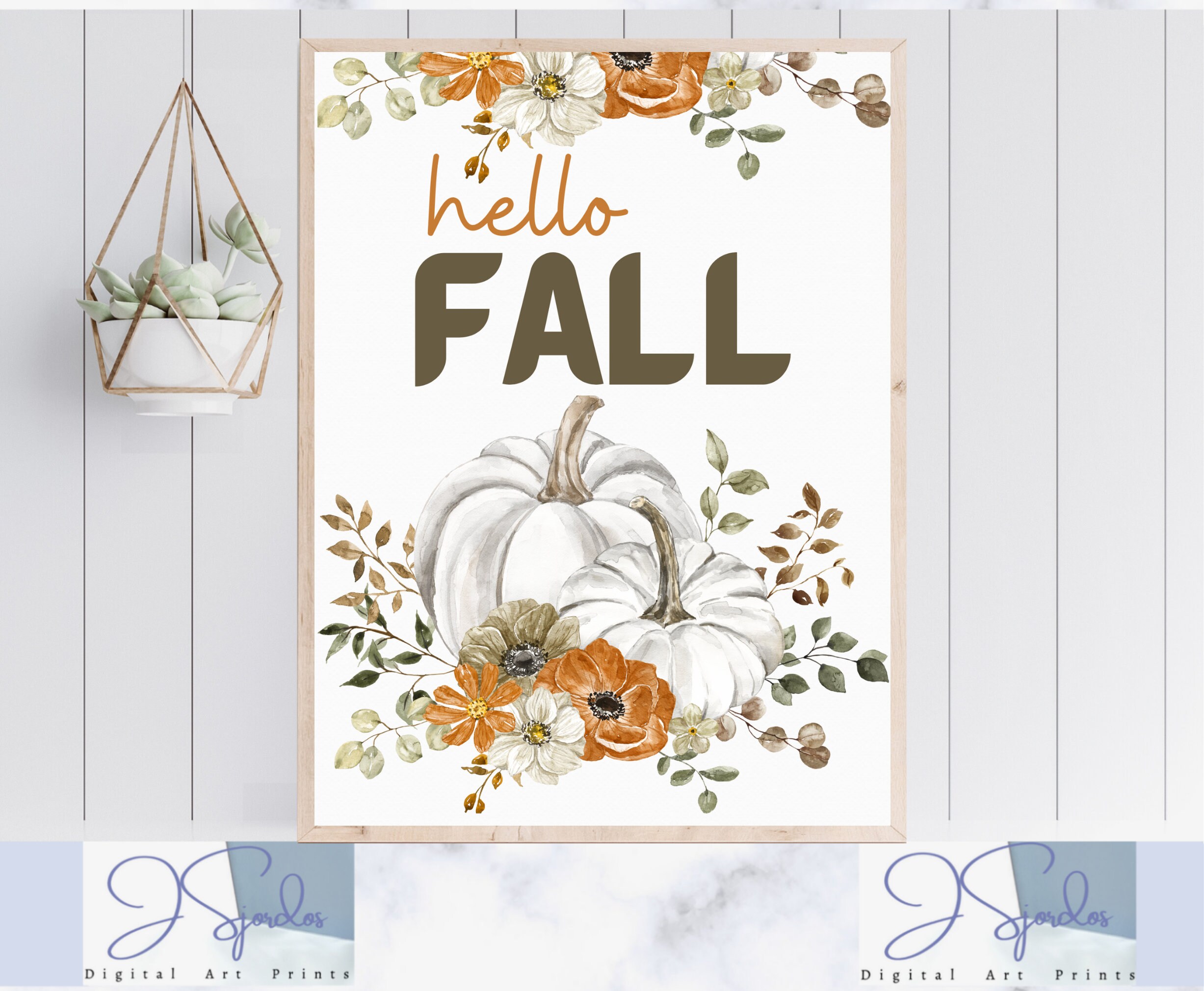 Hello Fall Art Hello Fall Digital Print Fall Home Decor Etsy