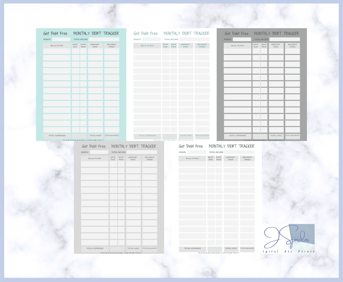Printable Monthly Bill Tracker, Digital Budget Planner, Expense Log ...