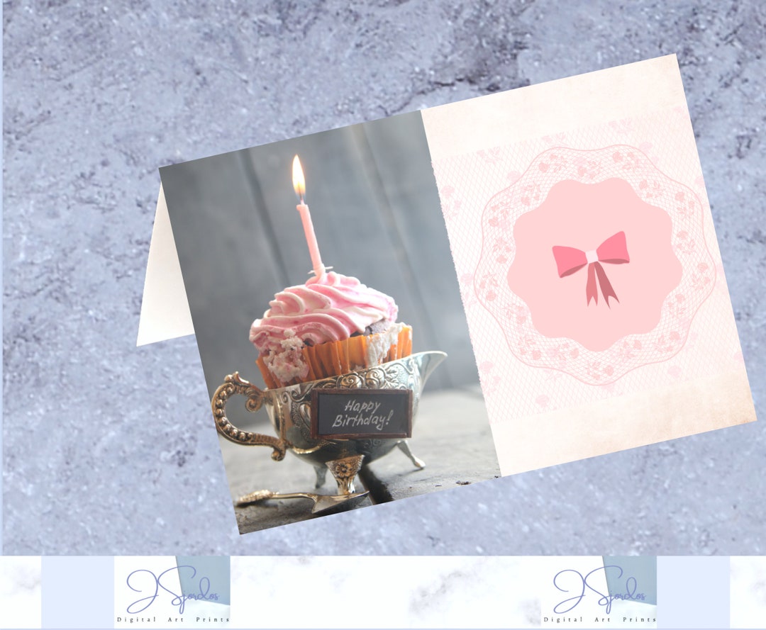 Vintage Happy Birthday Card, Printable Greeting Cards Happy Birthday ...