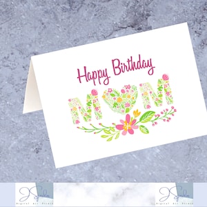 Feliz aniversário, mãe, cartão para imprimir feliz aniversário, cartão digital para mãe, cartão de aniversário para imprimir, cartão em branco para imprimir, cartão de aniversário exclusivo
