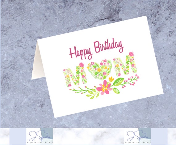 Happy Birthday Mom Printable Card Happy Birthday Digital - Etsy