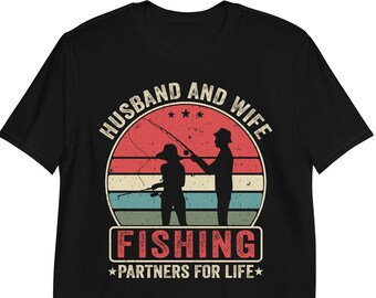 Husband and Wife Fishing Partners for Life | Couple Gifts For Husband And Wife Retro Vintage TShirt Tank Top long-Sleeve Sweatshirt Hoodie