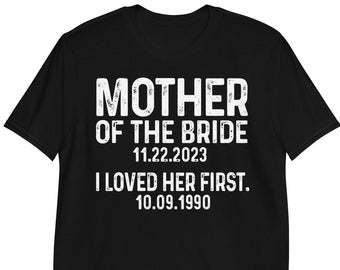 Personlig T-shirt med "Jag älskade hennes första"-motiv, Möhippa, Brudtärne-tröja, Brudparty-tröja med huva
