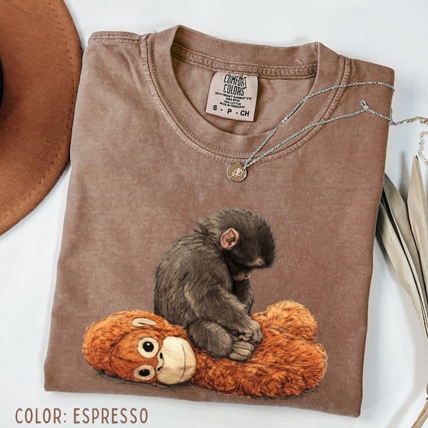 Comfort Colors® Punch Baby Monkey Shirt, Viral Baby Monkey Inspired Tee, Emotional Plush Toy Sad Monkey Sweatshirt