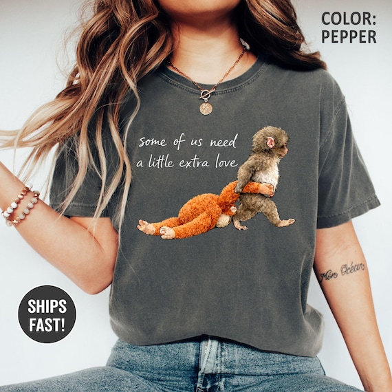 Comfort Colors® Punch Baby Monkey Shirt, Viral Baby Monkey Inspired Tee, Emotional Plush Toy Sad Monkey Sweatshirt, Lonely Monkey Shirt