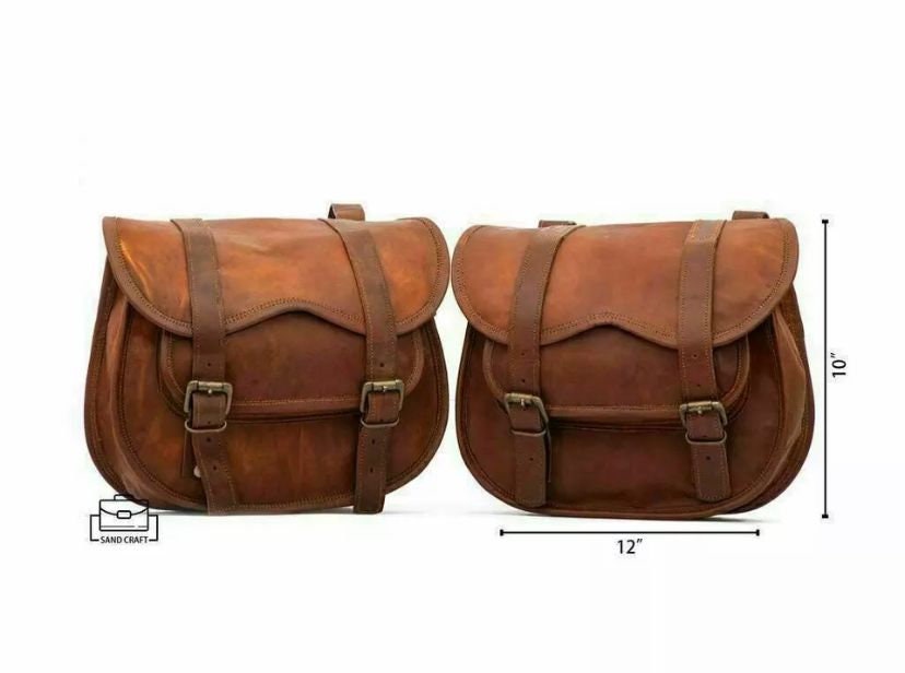 brown leather pannier bags