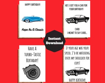 Instant Download Birthday Card, Birthday Card For Him, Print at home, Funny Car Lover Birthday card, Printable birthday card, card for him