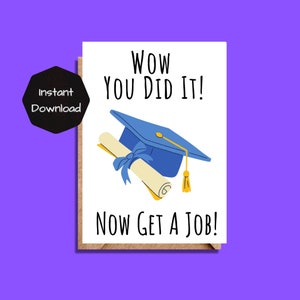 Cartão de formatura para impressão, cartão de graduação para impressão, download e impressão instantâneos, cartão de formatura engraçado, cartão de parabéns, cartão de felicitações para impressão