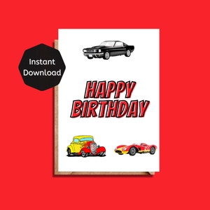 Instant Download Birthday Card, Birthday Card For Him, Print at home, Funny Car Lover Birthday card, Printable birthday card, card for him