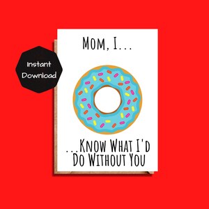 Cartão de Dia das Mães para impressão, Cartão engraçado para mãe, Aniversário da mãe para download e impressão instantânea, Cartão engraçado de Dia das Mães, Cartão de felicitações