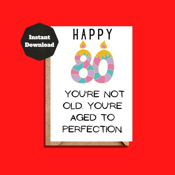 80th Birthday Card Printable Birthday Card Funny Birthday Etsy