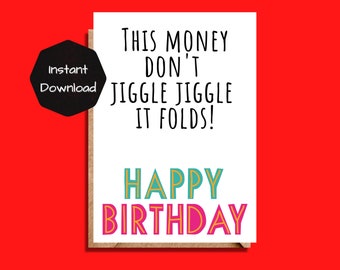 Cartão de aniversário com trocadilho engraçado, Jiggle Jiggle, para imprimir (PDF)