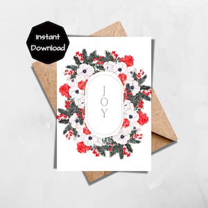 Kerstkaart, vreugde-kerstkaart, kerstvakantiekaart, nieuwe gelukkige groet, DIY Merry Christmas-kaarten afdrukbare pdf, download