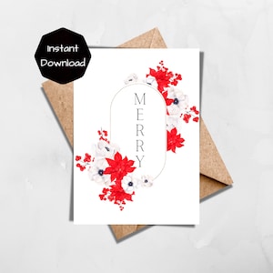 Kerstkaart, Vrolijke Kerstkaart, Kerstvakantiekaart, Nieuwe Gelukkige Groet, DIY Vrolijke Kerstkaarten Afdrukbare Pdf, Download