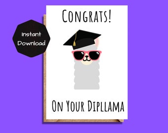 Printable Graduation Cards, Instant Download, Funny Graduation Greeting, Congrats card, Printable Greeting Card