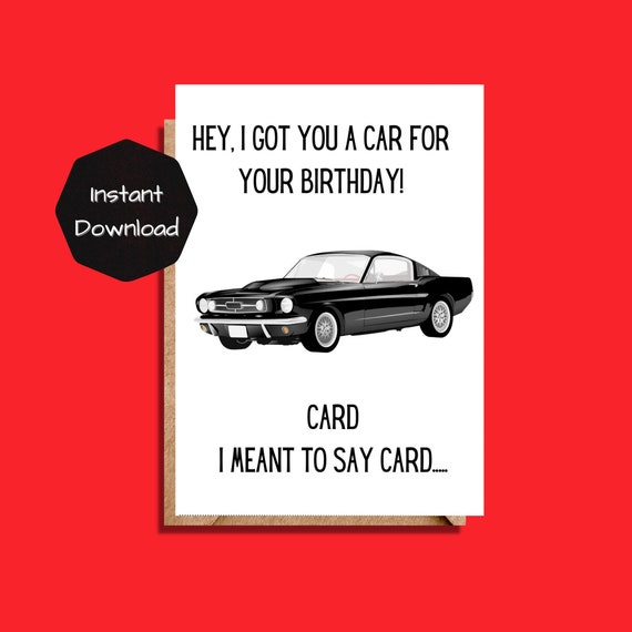Instant Download Birthday Card Funny Car Lover Birthday Card Etsy UK