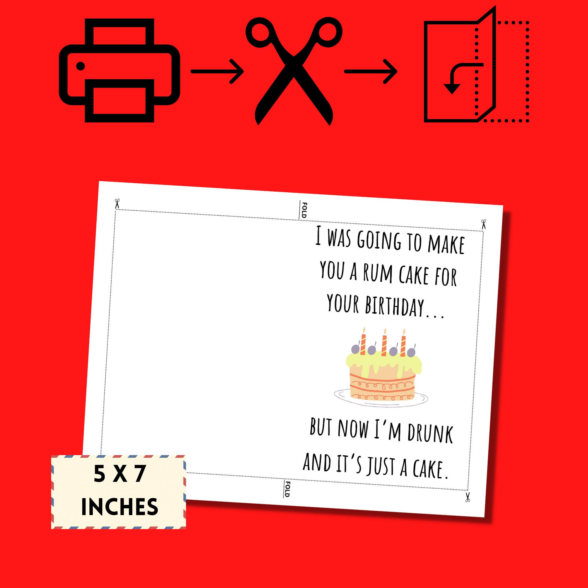 Printable Birthday Card, Funny Birthday Card, Downloadable Instant ...