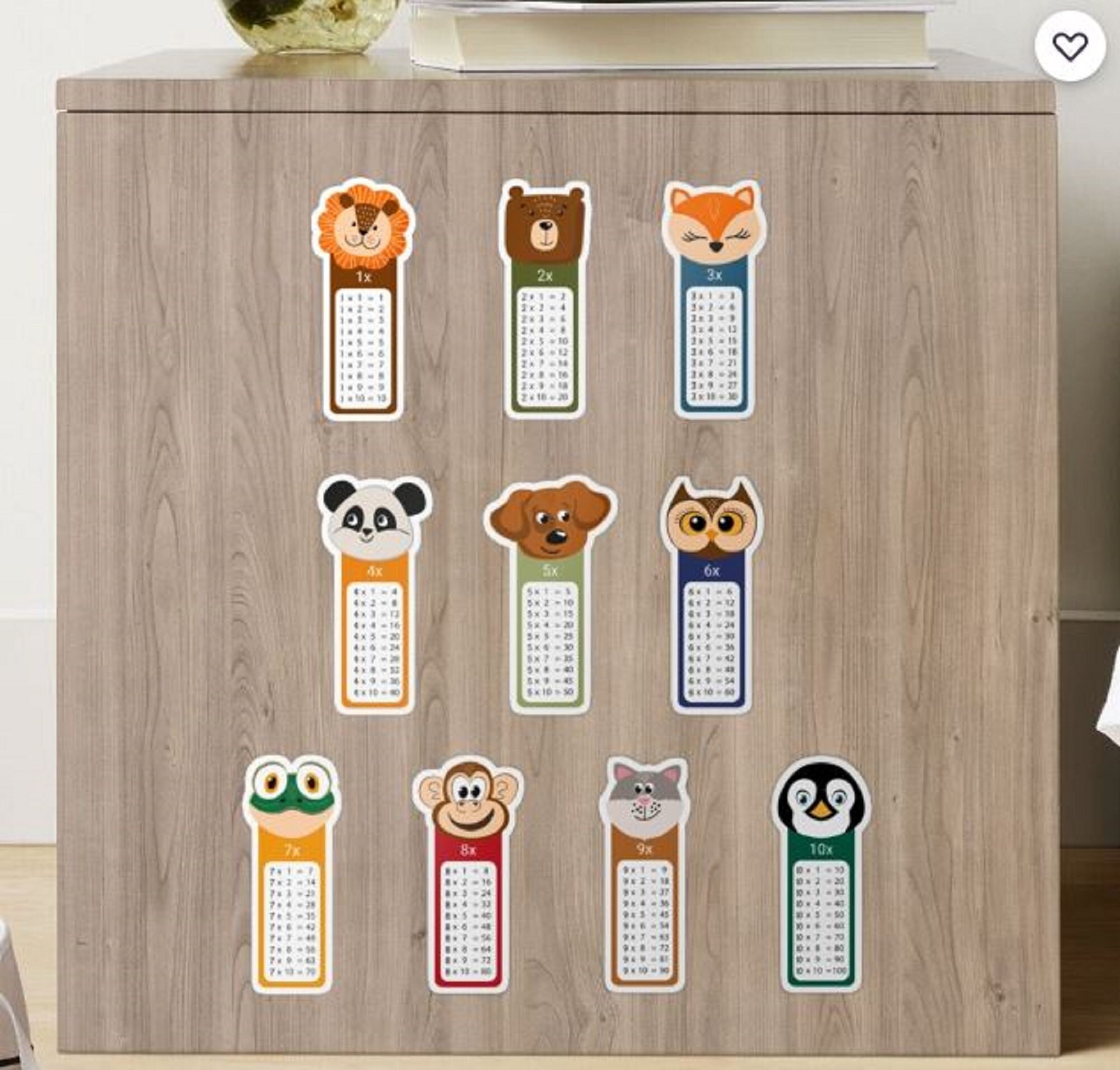 Printable Stickers Multiplication Tables 1x-10x With Animals 10 Piece ...