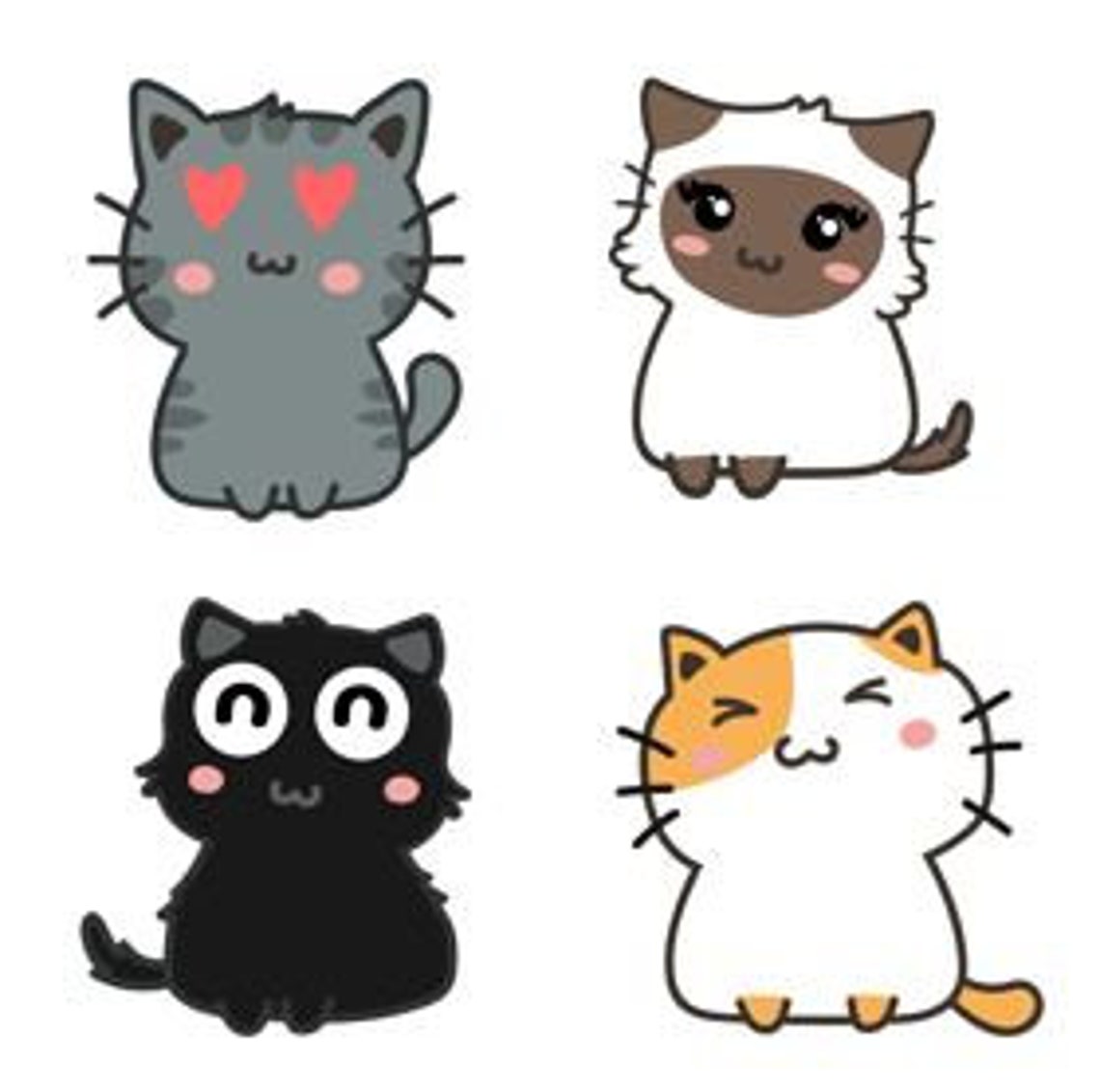 Printable Sticker Sheet Cute Cats 16 Pieces Instant Download PDF With ...