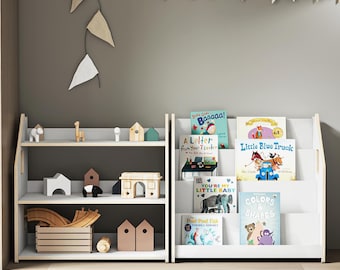 Montessori bookcase. Nursery bookshelf. Montessori furniture.