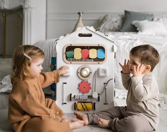 Montessori Busy Board House: Wooden Activity Toy for Toddlers