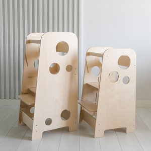 Montessori Wooden Kitchen Helper for kids. 3-in-1 Learning Tower for Children
