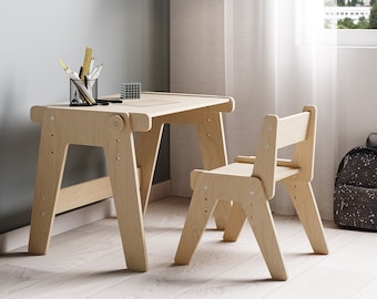 Meubles Montessori. Table pour tout-petits. Table et chaise pour enfants