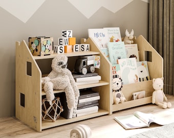 Montessori bookshelf and toy storage. Montessori furniture aged 1–6.