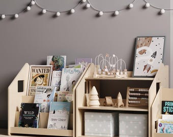 Plywood Bookshelf: Montessori Toy Storage for Kids Room