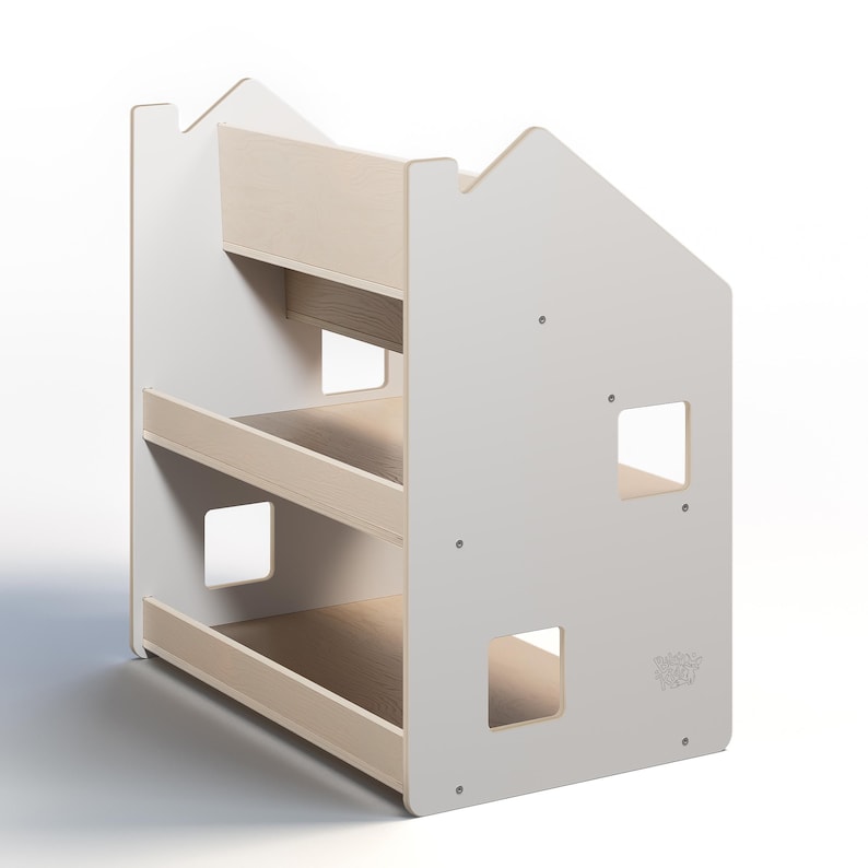Toy storage and bookcase 2 in 1. Montessori inspired plywood furniture image 6