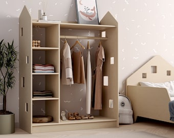 Hanger for kids room. Montessori wardrobe. Dress up storage. Montessori furniture