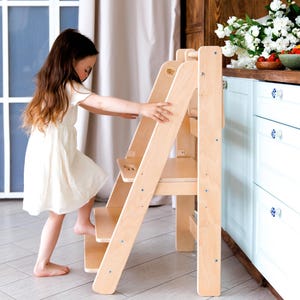 Foldable learning tower. Montessori furniture. Kitchen helper. Toddler step stool