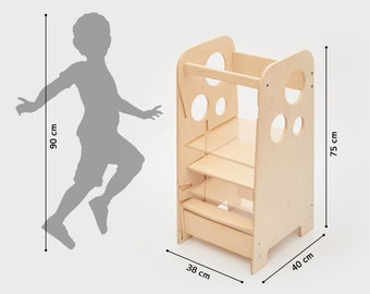 Küchenhelferturm. Lernturm. Montessori-Turm. Tritthocker für die Küche. Hilfsturm. Montessori-Möbel