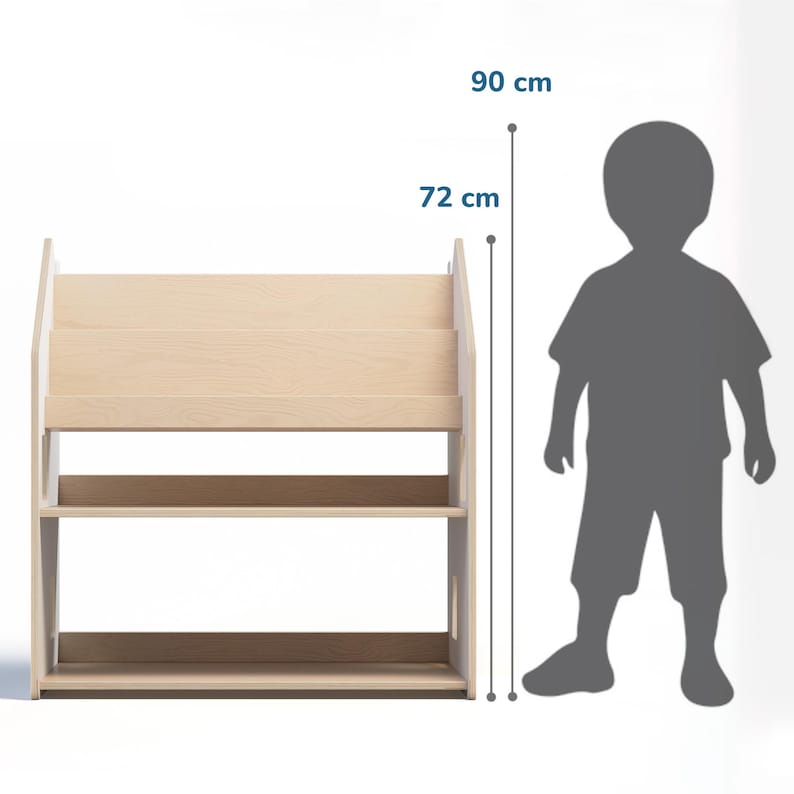 Toy storage and bookcase 2 in 1. Montessori inspired plywood furniture image 9
