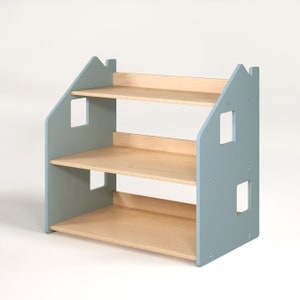 Meubles Montessori. Bibliothèque pour chambre d'enfant. Rangement des jouets. Étagère à jouets pour enfants Toy Storage BLUE