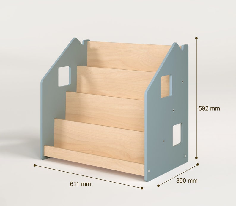 Meubles Montessori. Bibliothèque pour chambre d'enfant. Rangement des jouets. Étagère à jouets pour enfants Book shelf BLUE