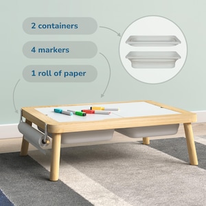 Tavolo sensoriale. Mobili Montessori. Decorazioni per la cameretta. Scrivania per bambini piccoli.