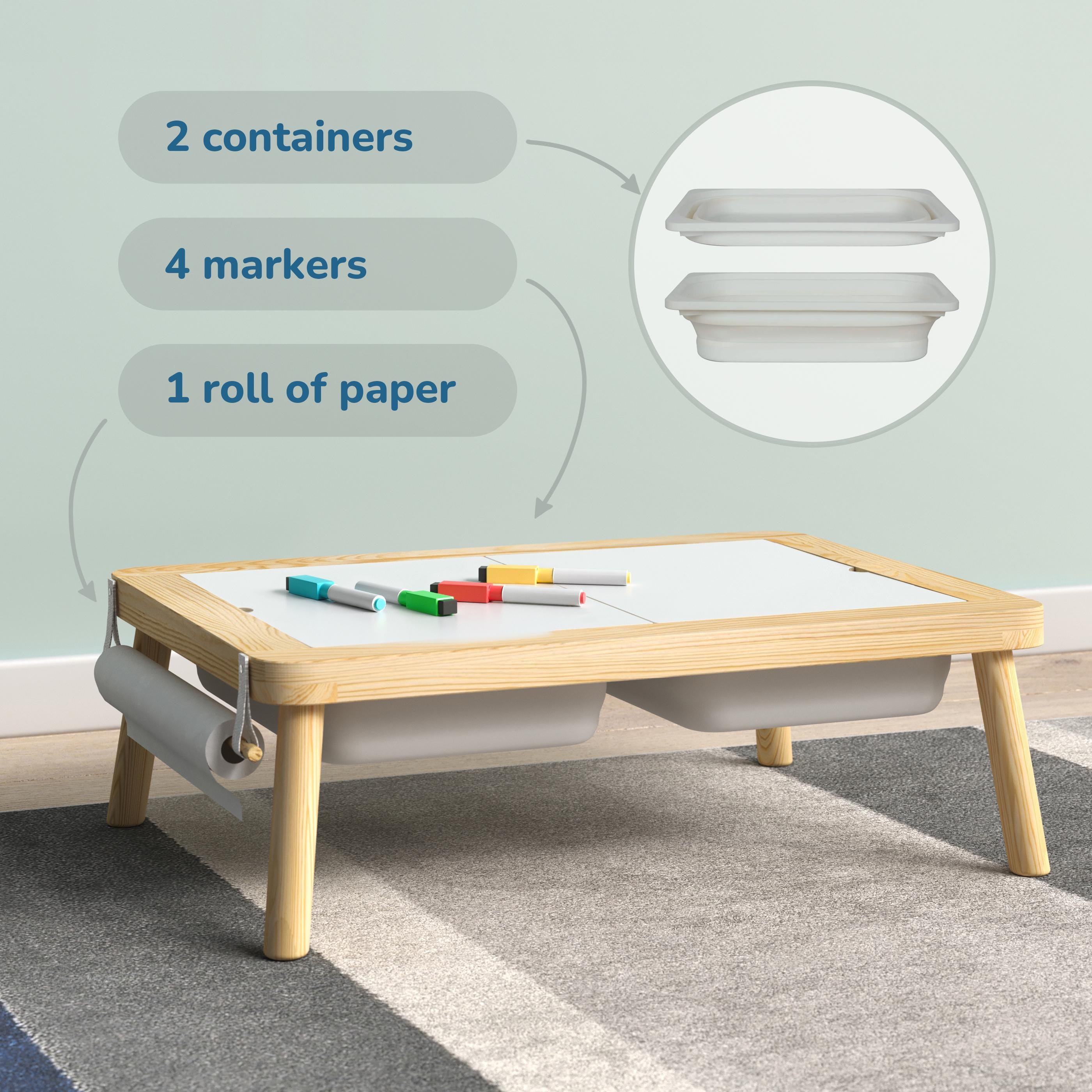 Sensory table. Montessori furniture. Nursery decor. Toddler desk