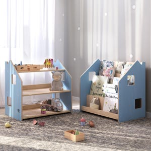Montessori furniture aged 1-6. Nursery bookshelf. Toy storage. Children toy shelf