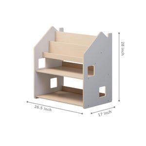 Toy storage and bookcase 2 in 1. Montessori inspired plywood furniture image 4