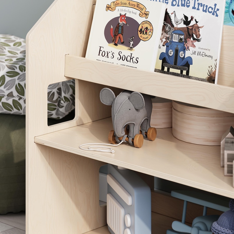 Montessori Kids Bookshelf & Toy Storage: 2-in-1 Plywood Furniture image 7