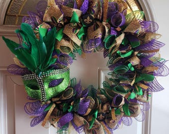 Mardi Gras wreath, fleur de lis