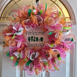 Welcome wreath, succulent wreath, cactus wreath