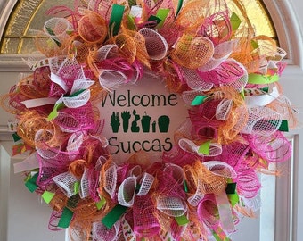 Welcome wreath, succulent wreath, cactus wreath