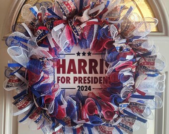 Corona de flores de Harris para presidente, Harris Walz 2024