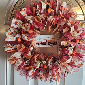 Happy Fall Wreath, Little Red Pumpkin Truck wreath