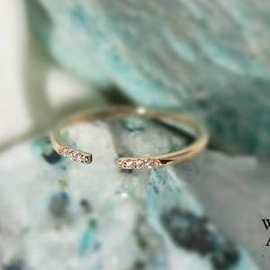 9K Solid Gold Elegant Stackable Thin Band Dainty Ring, 9K Real Gold Open Ring, Gold Dainty Ring, Stackable Thin Ring. Gift for Her