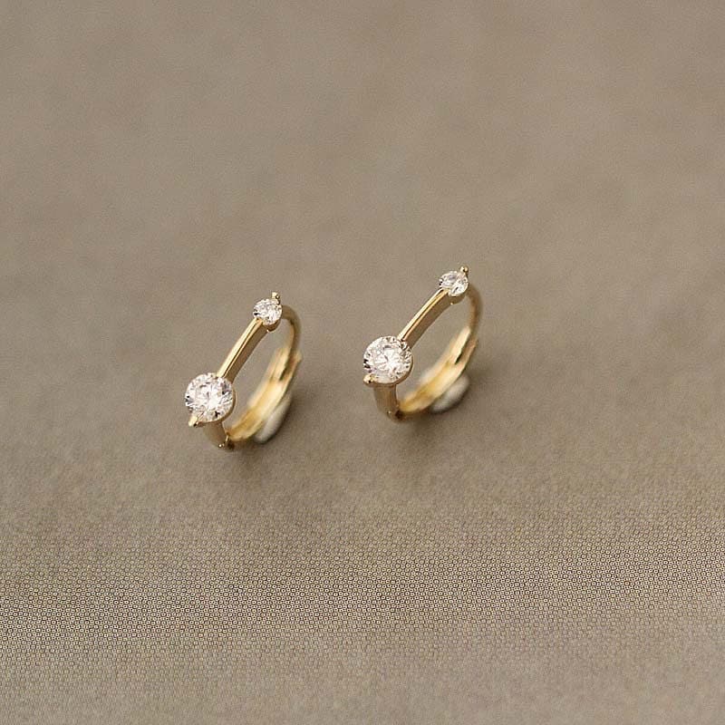Solid Gold Stunning Dainty Hoop Earrings 9K Solid Gold CZ - Etsy UK